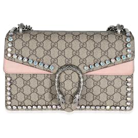 Gucci-Gucci Pink Beige GG Supreme Canvas Small Crystal Dionysus-Pink,Beige