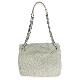 Saint Laurent-Borsa Saint Laurent in pelle di vitello grigia Shearling Monogram Medium Niki-Grigio