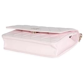 Chanel-Chanel Pink Quilted Lambskin Pearl Wallet On Chain-Pink
