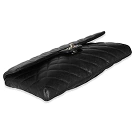 Chanel-Chanel 18S Black Quilted Caviar Timeless Flap Clutch-Black