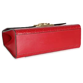 Gucci-Gucci Rote Guccissima-geprägte mittelgroße Vorhängeschloss-Kettentasche-Rot