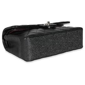 Chanel-Chanel Black Quilted Caviar Small Classic Double Flap Handbag-Black