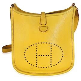 Hermès-Hermès Amarelo Ambre Clemence Mini Evelyne 16 TPM GHW-Amarelo