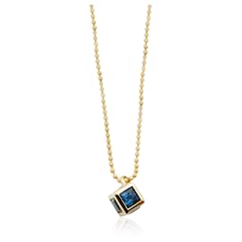 Tiffany & Co-TIFFANY & CO. Sapphire & Diamond Cube Pendant in 18k yellow gold-Other