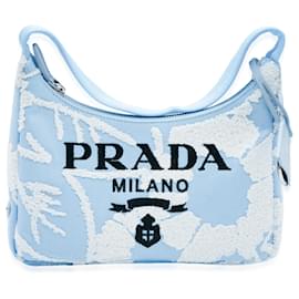 Prada-Prada Blue Embroidered Canvas Mini Drill Re-Edition 2000-Blue