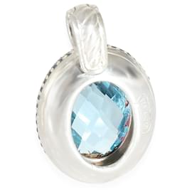 David Yurman-David Yurman Blue Topaz & Sapphires Oval Enhancer in Sterling Silver-Other
