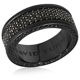 David Yurman-Anillo de diamantes negros Streamline de tres hileras de David Yurman en titanio negro 2.62 por cierto-Otro
