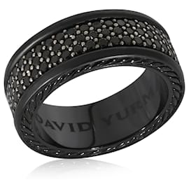 David Yurman-David Yurman Bague Streamline à trois rangées de diamants noirs en titane noir 2.62 ctw-Autre