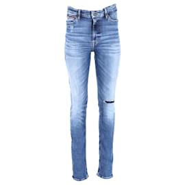 Tommy Hilfiger-Tommy Hilfiger Jeans feminino Como Skinny Fit com bordado de bandeira em algodão azul-Azul