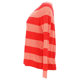 Tommy Hilfiger-Damen-Pullover aus Rippstrick mit V-Ausschnitt und entspannter Passform-Orange