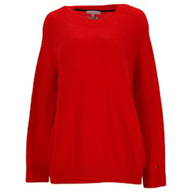 Tommy Hilfiger-Suéter feminino Tommy Hilfiger com mistura de lã de alpaca em nylon vermelho-Vermelho