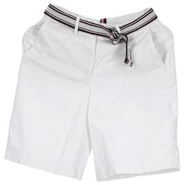 Tommy Hilfiger-Womens Signature Tape Belt Bermuda Shorts-White