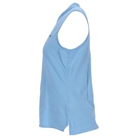 Tommy Hilfiger-Polo slim fit in cotone elasticizzato senza maniche da donna Tommy Hilfiger in cotone azzurro-Blu,Blu chiaro