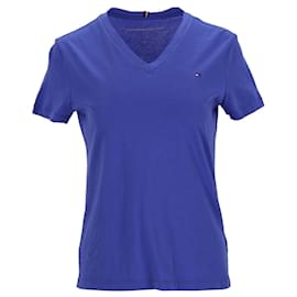 Tommy Hilfiger-Damen-T-Shirt aus Bio-Baumwolle mit V-Ausschnitt-Lila