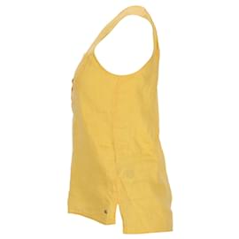 Tommy Hilfiger-Blusa sin mangas de lino para mujer-Amarillo