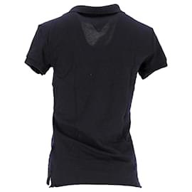 Tommy Hilfiger-Tommy Hilfiger Damen-Poloshirt mit charakteristischem Logo und V-Ausschnitt in schmaler Passform aus marineblauer Baumwolle-Marineblau