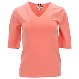Tommy Hilfiger-Womens Essentials Slim Fit Half Sleeve T Shirt-Peach