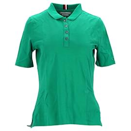 Tommy Hilfiger-Tommy Hilfiger Essential Regular Fit Poloshirt für Damen aus grüner Baumwolle-Grün