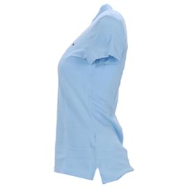 Tommy Hilfiger-Polo da donna in cotone elasticizzato slim fit Tommy Hilfiger in cotone azzurro-Blu,Blu chiaro