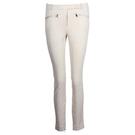 Loro Piana-Pantaloni skinny con tasca con cerniera Loro Piana in cotone color crema-Bianco,Crudo