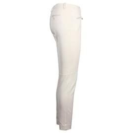 Loro Piana-Pantaloni skinny con tasca con cerniera Loro Piana in cotone color crema-Bianco,Crudo