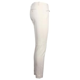 Loro Piana-Pantalones pitillo con bolsillo con cremallera en algodón color crema Loro Piana-Blanco,Crudo