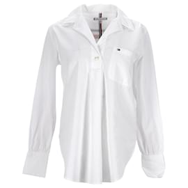 Tommy Hilfiger-Camisa feminina de popelina com ajuste namorada-Branco