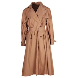 Max Mara-Max Mara lined-Breasted Trench Coat in Brown Cotton-Brown