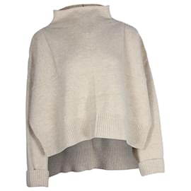 Céline-Celine Zipped Sweater in Cream Wool-White,Cream