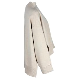 Céline-Maglione con zip Celine in lana color crema-Bianco,Crudo