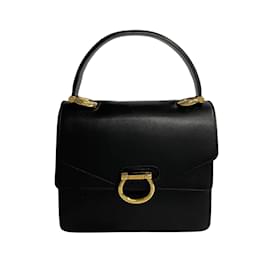 Céline-Celine Bolsa de couro com aba Bolsa de couro em bom estado-Preto