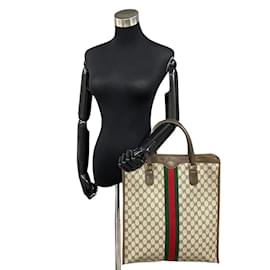 Gucci-GG Supreme Tote Bag 001 041-Brown