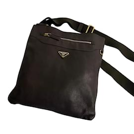 Prada-Leather Crossbody Bag-Brown