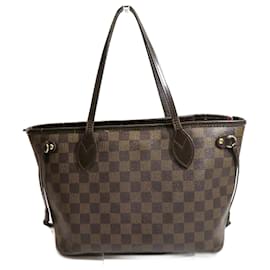 Louis Vuitton-Louis Vuitton Damier Ebene Neverfull PM Sacola de lona N51109 em boas condições-Marrom