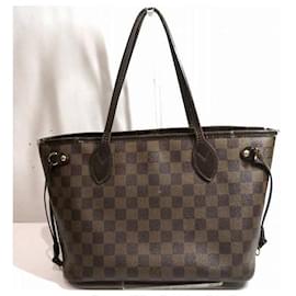 Louis Vuitton-Louis Vuitton Damier Ebene Neverfull PM Sacola de lona N51109 em boas condições-Marrom