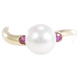 & Other Stories-K18 Yellow Gold Pearl Ring 11.5 Size in Great Condition-Golden