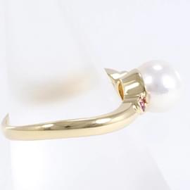 & Other Stories-K18 Yellow Gold Pearl Ring 11.5 Size in Great Condition-Golden