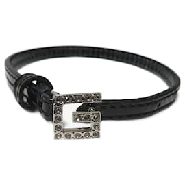 Gucci-Bracelet G en cuir en très bon état-Marron