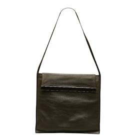 Gucci-Leather Flap Bag  001 2113-Brown