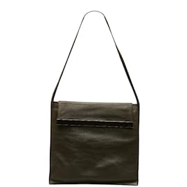 Gucci-Bolsa de ombro de couro Gucci com aba de couro 001 2113 em boas condições-Marrom