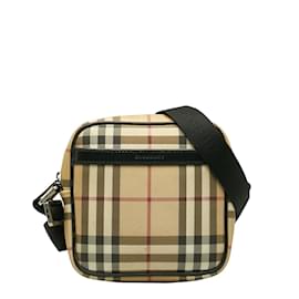 Burberry-Burberry Nova Check Sac bandoulière en toile Sac à bandoulière en bon état-Marron