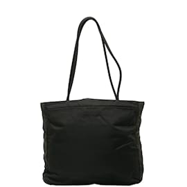 Prada-Prada Tessuto Zip Tote Bolsa de lona em bom estado-Preto