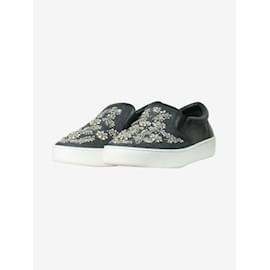 Christian Dior-Blue bejewelled floral slip-on trainers - size EU 38-Blue