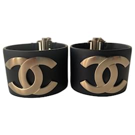 Chanel-Armbänder-Schwarz,Gold hardware