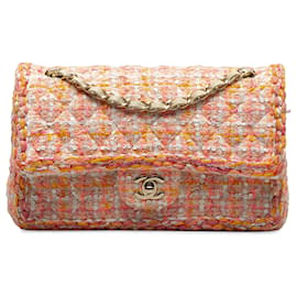 Chanel-Chanel Pink Medium Braided Classic Sequin Tweed Flap-Pink
