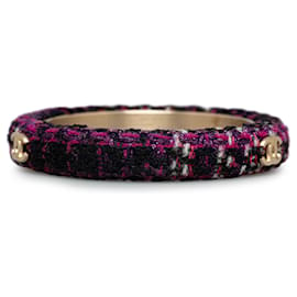 Chanel-Bracelet jonc avec logo CC en tweed violet Chanel-Violet