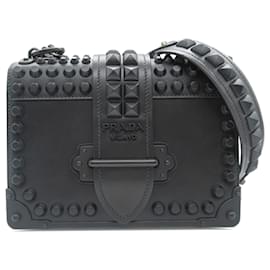 Prada-Prada Black Studded Cahier Crossbody Bag-Black
