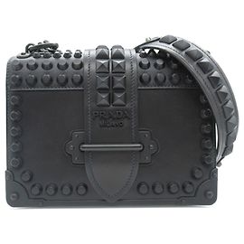 Borsa a tracolla Cahier con borchie nere Prada Nero
