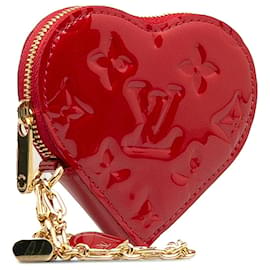 Louis Vuitton-Porte-monnaie coeur rouge monogramme Vernis Louis Vuitton-Rouge