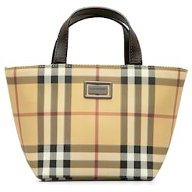 Burberry-Burberry Brown Mini House Check Handbag-Brown,Beige